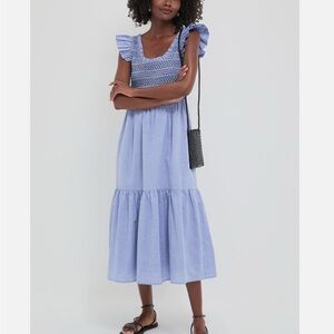 Tuckernuck Pomander Place Blue Seersucker Smocked Maxine Dress